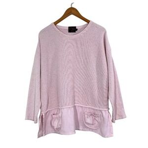 Orla from‎ Tivoli Pink Linen Blend Layered Tunic Sweater Top Lagenlook Pockets